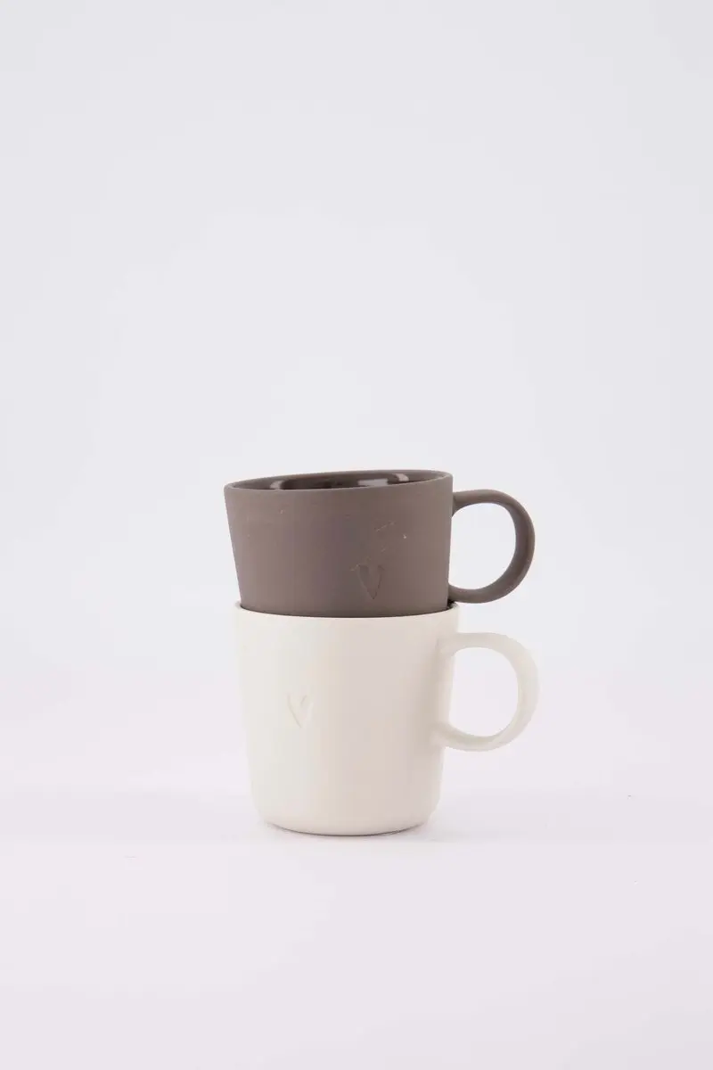 Zusss Set Van 2 Keramieken Koffiemokken - 230ml - Sand & Bruin