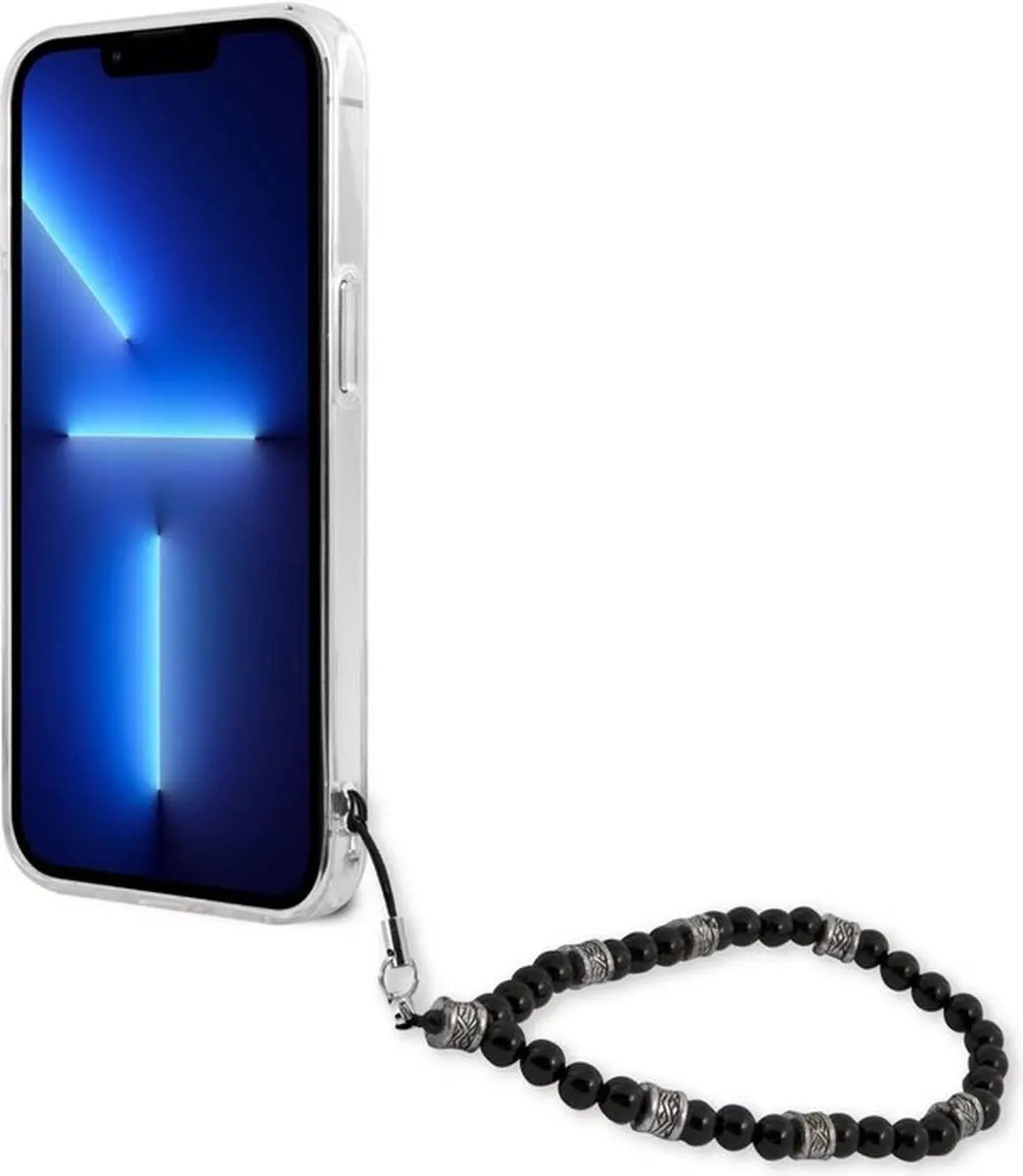 Guess PC Script Back Case Transparant - iPhone 13 - Zwarte Parels