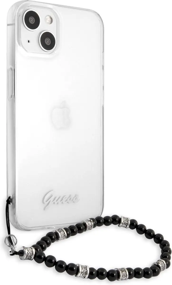 Guess PC Script Back Case Transparant - iPhone 13 - Zwarte Parels