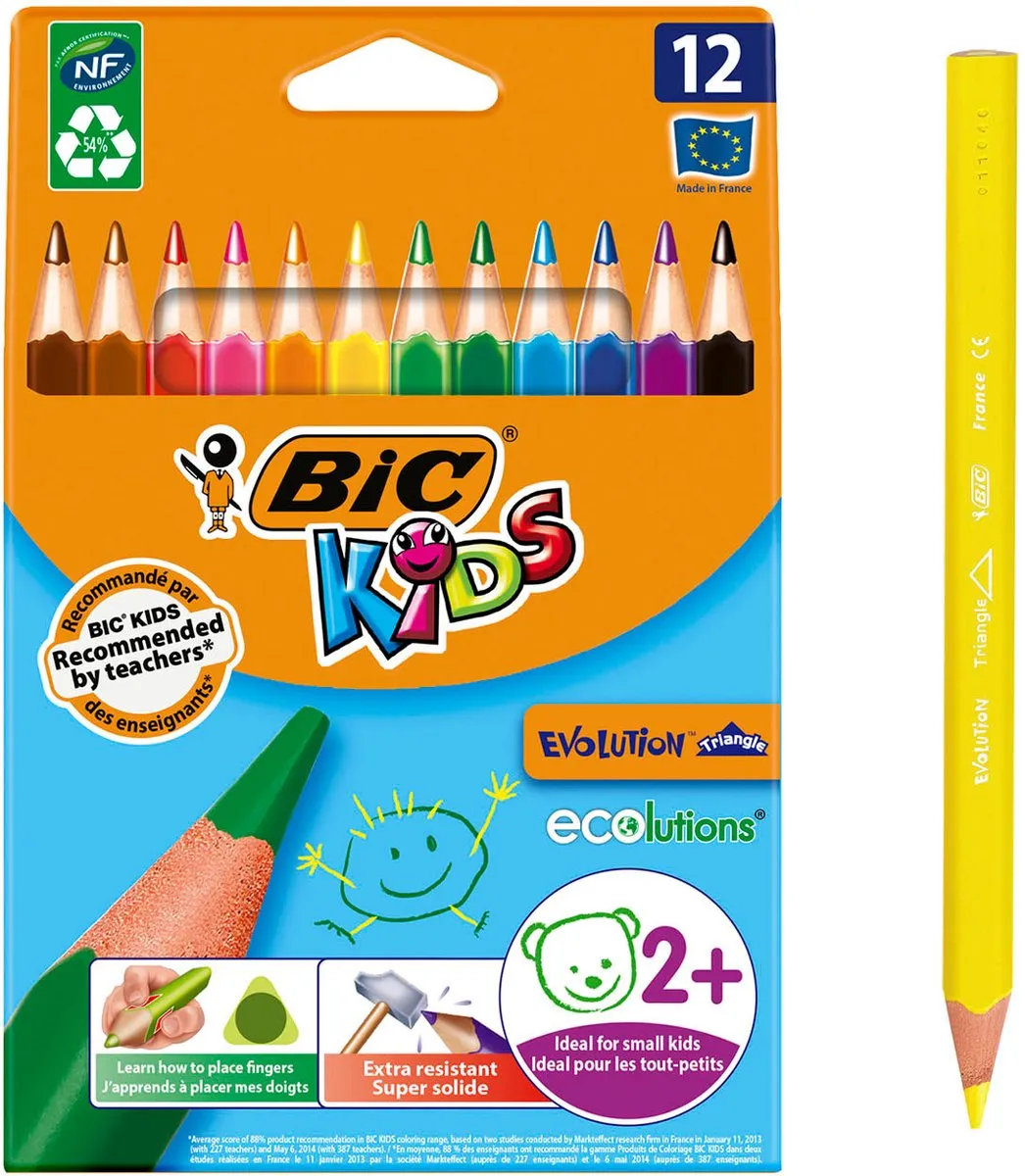 Bic Kids Driehoekige Kleurpotloden - 12 Stuks