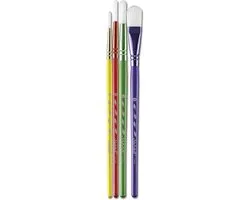 Janod Colo Set 4 Synthetische Penselen - 3 Rond, 1 Plat
