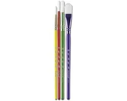 Janod Colo Set 4 Synthetische Penselen - 3 Rond, 1 Plat