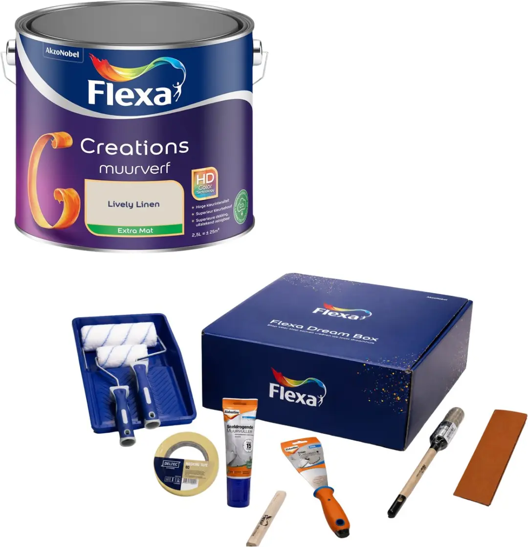 Flexa Dream Box & Creations Muurverf Lively Linen 2,5L - Extra Mat