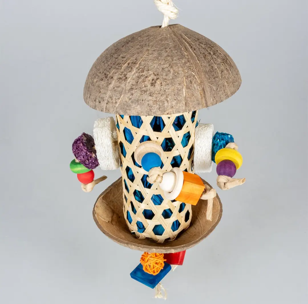 DuvoPlus Forage Coco & Bamboe Vogelkoker 18x18x30cm - Meerkleurig