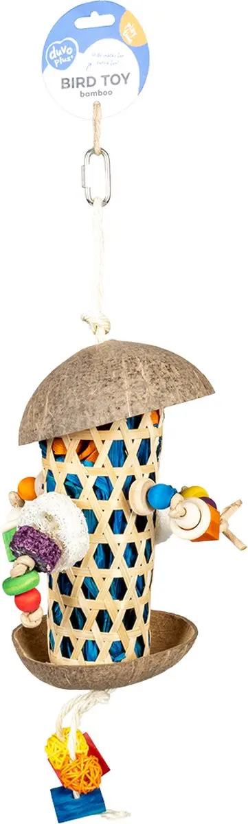 DuvoPlus Forage Coco & Bamboe Vogelkoker 18x18x30cm - Meerkleurig