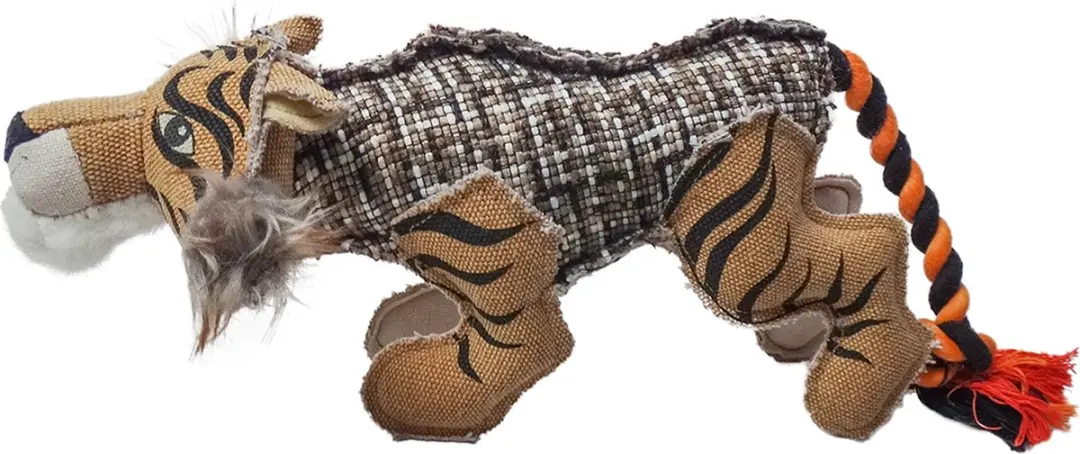 DuvoPlus Speelgoed Hond Canvas Tijger 13x34x15cm