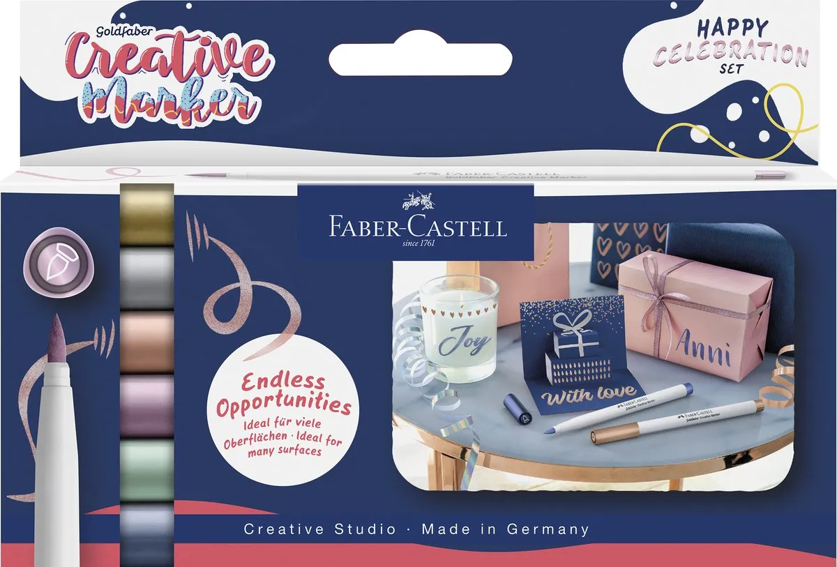 Faber-Castell Goldfaber Brush Marker Set Happy Celebration - 6 Stuks