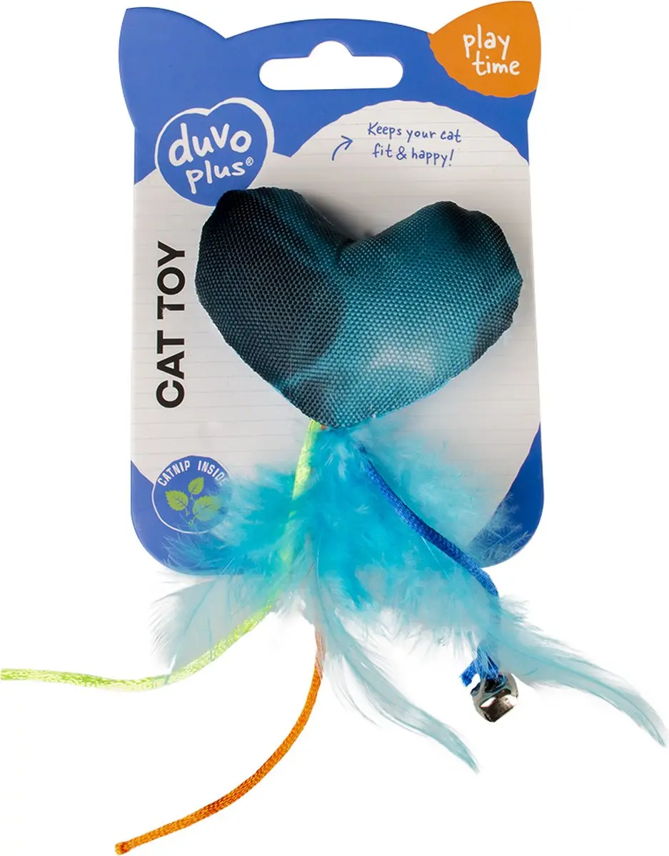 DuvoPlus Flash Hart Kat Speeltje - 16,5x7x3cm - Blauw/groen