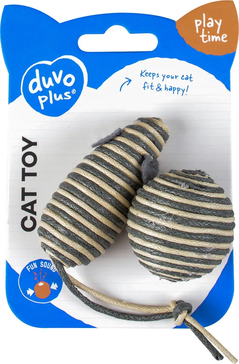 DuvoPlus Rope Muis & Bal Speelgoed Kat - 2 Stuks