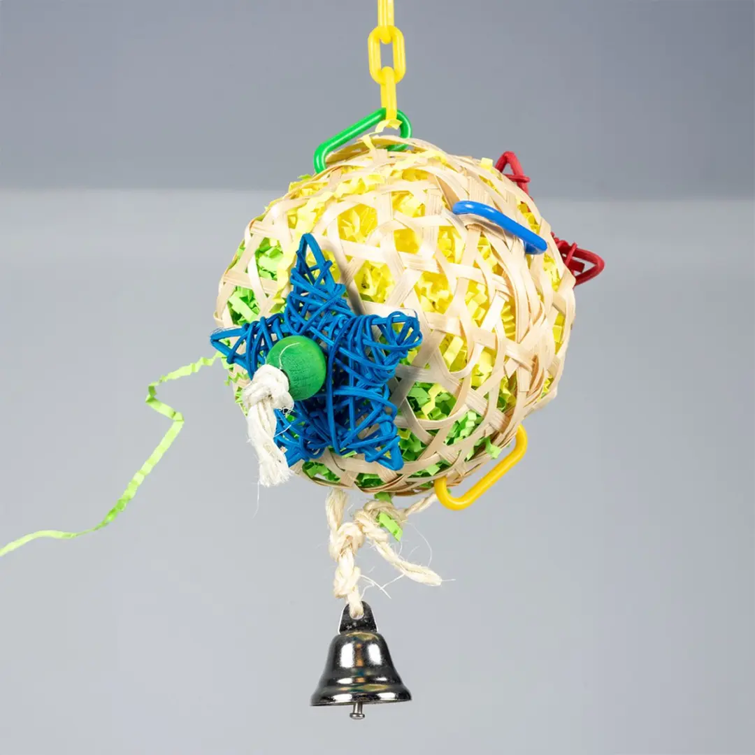 DuvoPlus Forage Bamboe Piñata Vogelspel 10x15x24cm - Meerkleurig