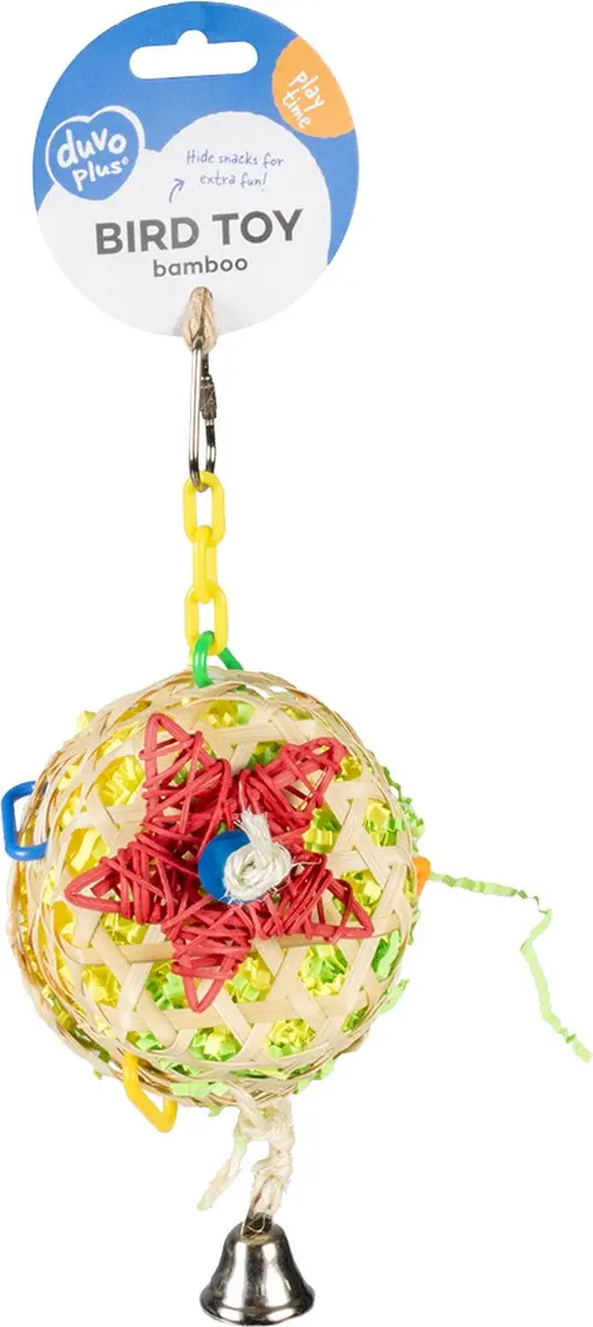 DuvoPlus Forage Bamboe Piñata Vogelspel 10x15x24cm - Meerkleurig