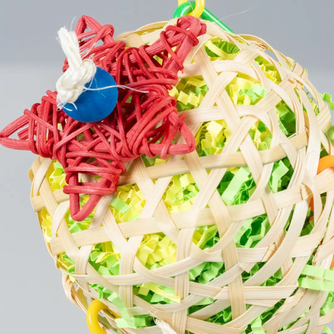 DuvoPlus Forage Bamboe Piñata Vogelspel 10x15x24cm - Meerkleurig