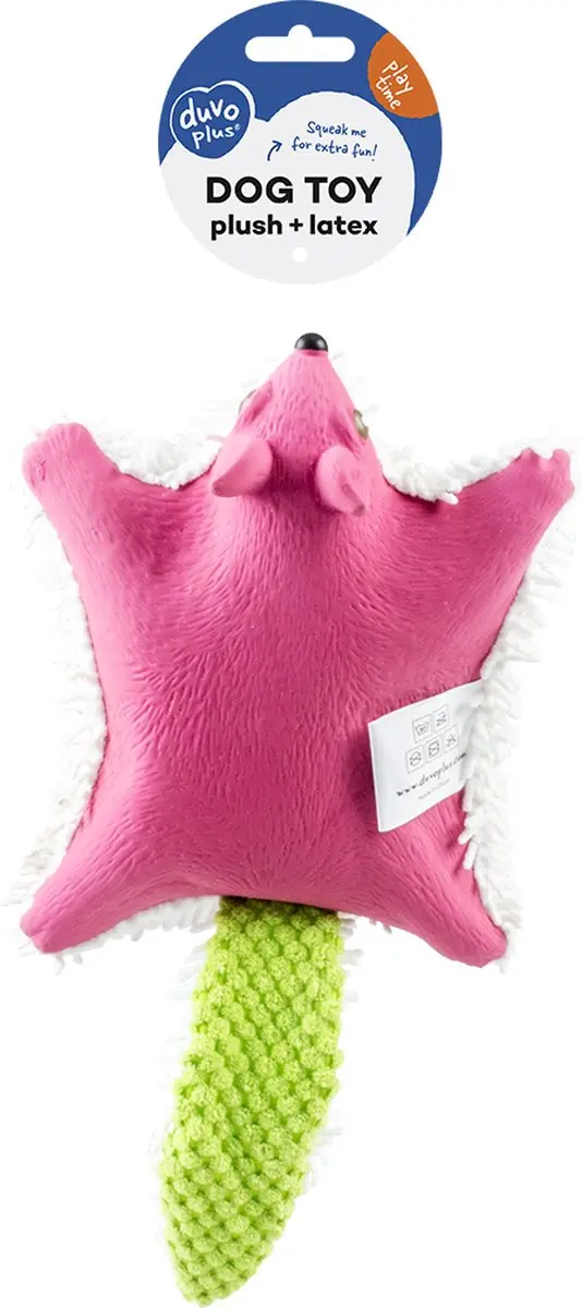DuvoPlus Pluche & Latex Vliegende Eekhoorn 31x17x5cm - Paars/groen