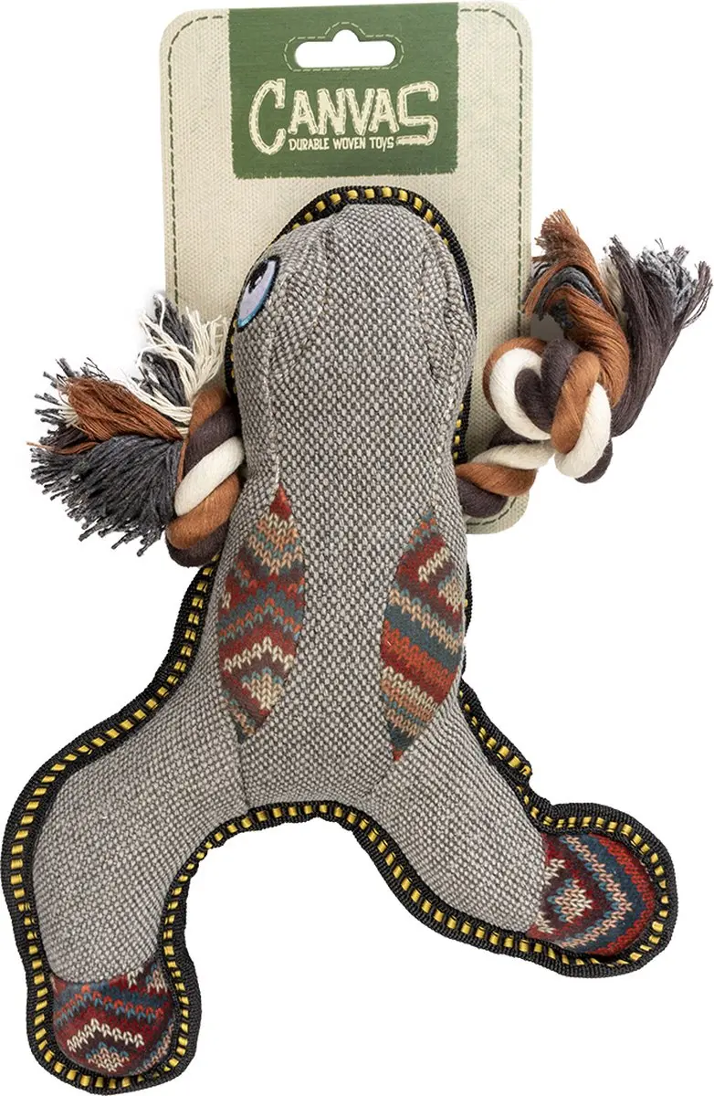 DuvoPlus Speelgoed Hond Canvas Kikker 30x27x7cm Grijs