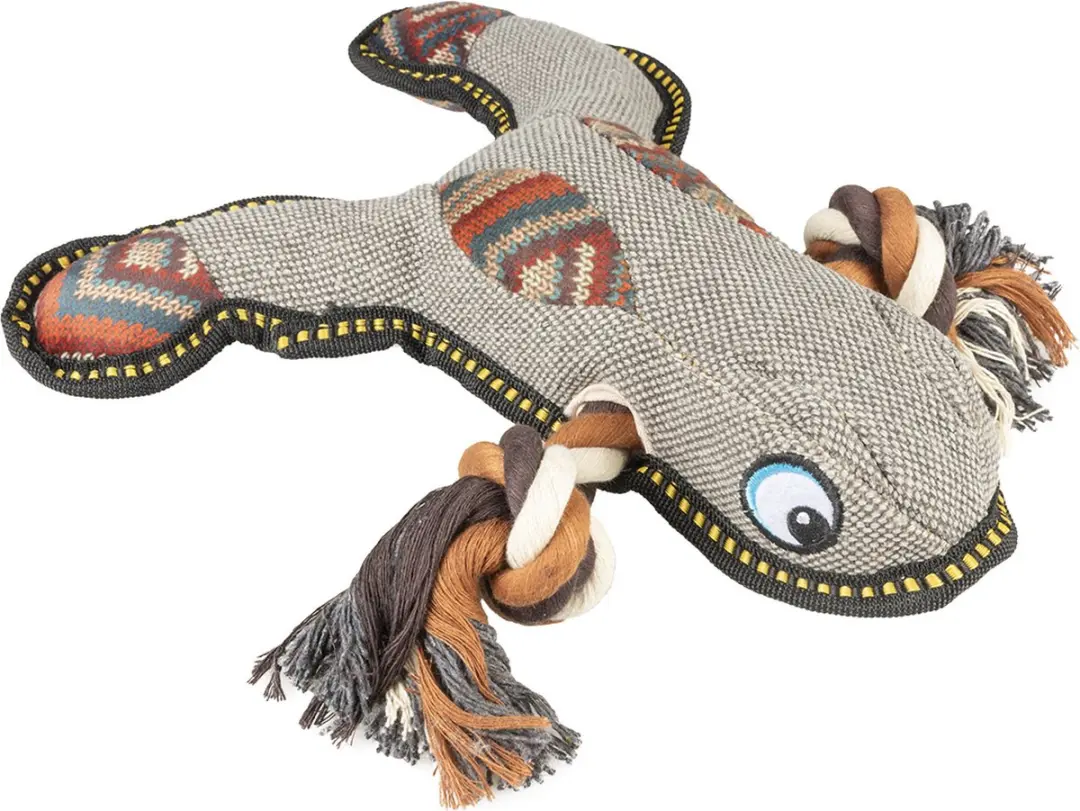 DuvoPlus Speelgoed Hond Canvas Kikker 30x27x7cm Grijs