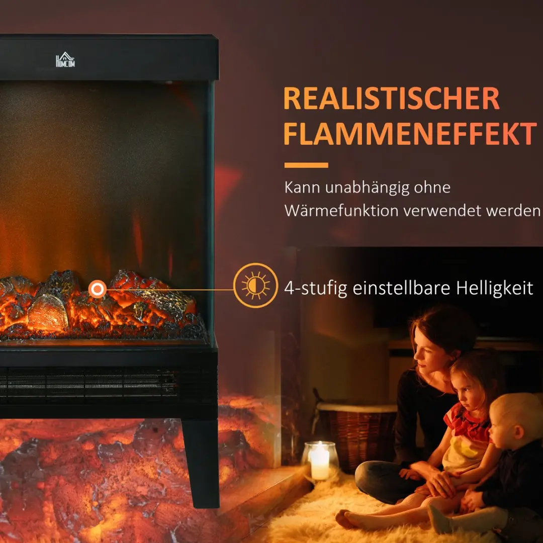 Homcom Elektrische Openhaard 2000W - 40,5x20x62cm Zwart