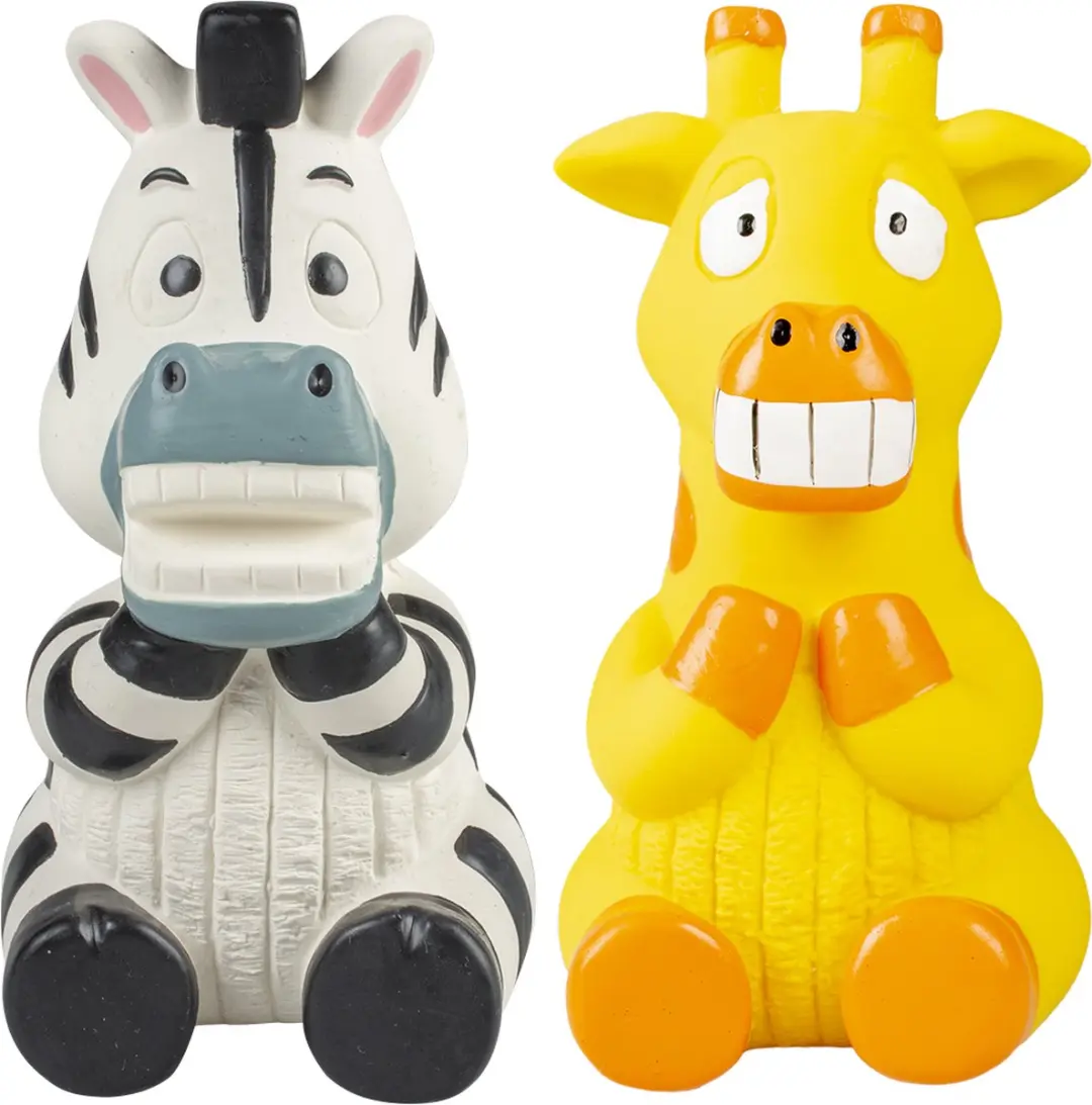 DuvoPlus Speelgoed Hond Latex Zebra/Giraf 7,5x8x15cm