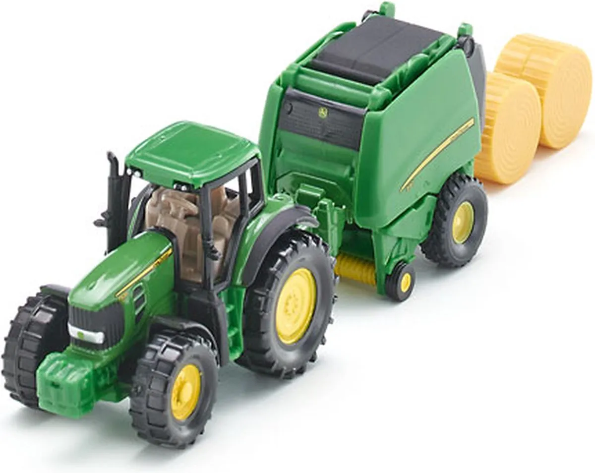 SIKU 1665 John Deere Tractor met Balenpers - Groen/Geel