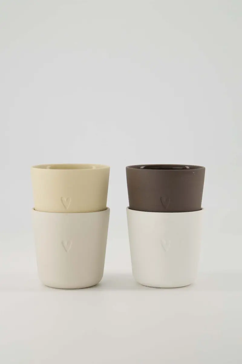 Zusss Set Van 4 Koffiemokken Hartje