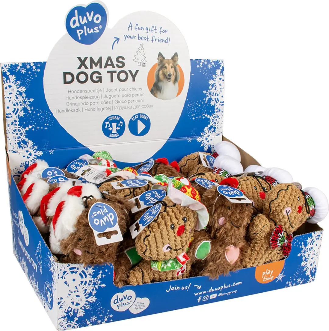 Duvo Xmas Pluche Pepernoot Honden 19x15cm