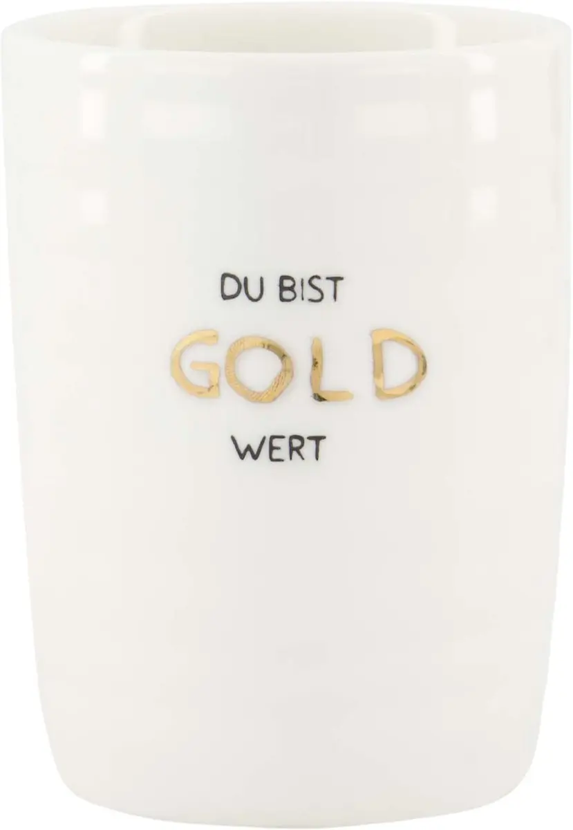 Zusss Cadeauset Koffiemokken - 2 Stuks 225ml - Wit/Goud Keramiek