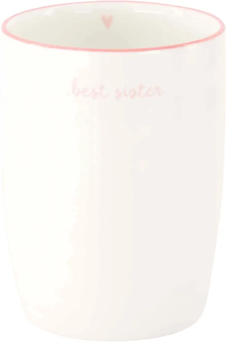 Zusss Best Sister Koffiemok & Geurstokjes - 225ml - 2 Stuks - Wit/Rozig Keramiek
