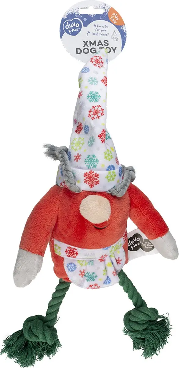 Duvo Xmas Pluche Kabouter Hond - Meerkleurig