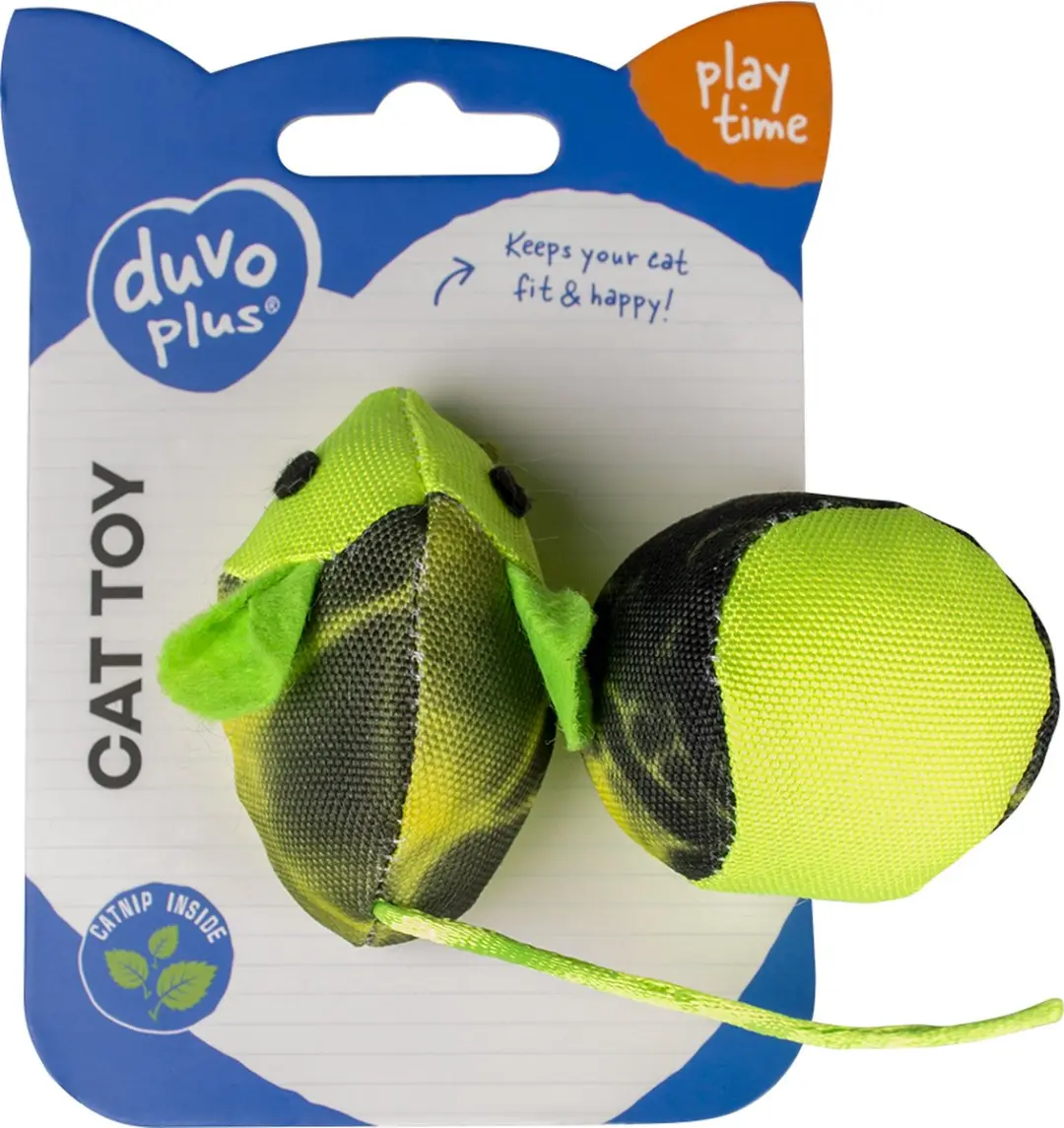 DuvoPlus Flash Muis & Bal Speelgoed Kat - Groen - 2 Stuks