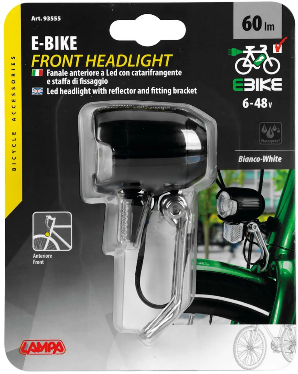 Lampa LED-koplamp voor e-bike 6/48V - Zwart