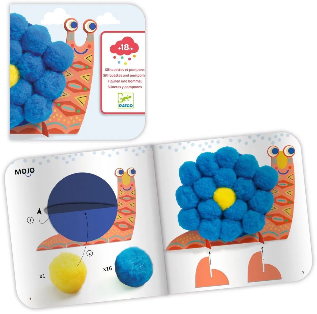 Djeco Plakken Fluffy Dieren - Meerkleurig