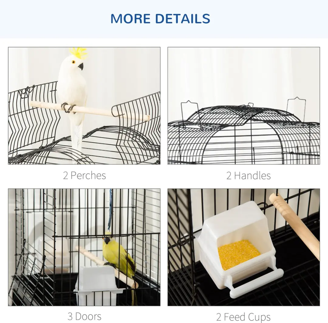 Pawhut Vogelkooi Staaldraad 46x36x130cm - Zwart