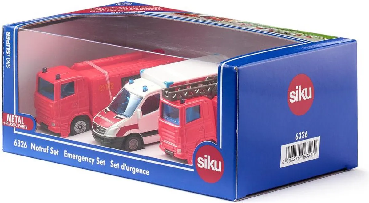 SIKU 6326 Hulpdiensten-set - Metaal/Kunststof - Rood/Wit