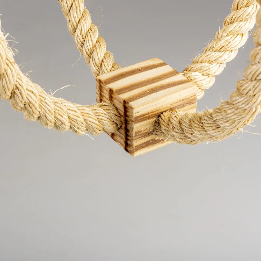 DuvoPlus Vogel Ringtouwen Sisal BBQ Blok Bel - Beige