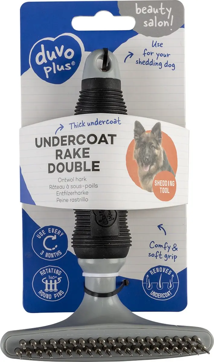 DuvoPlus Dierenborstel Anti-klit Hark 37 Pins - Hond - Zwart/grijs