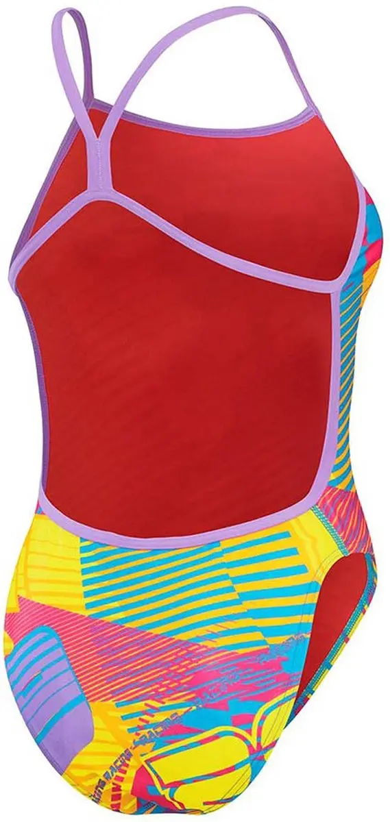 Speedo Womens Allover Digital Vback Flare - 36 - Blauw/Rozemarijn