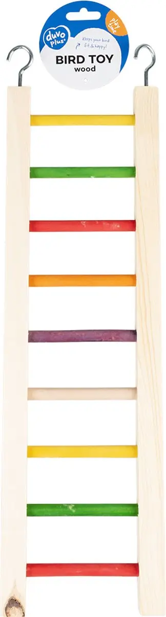 DuvoPlus Vogel Kleurrijk Houten Ladder 46x12,8x2cm