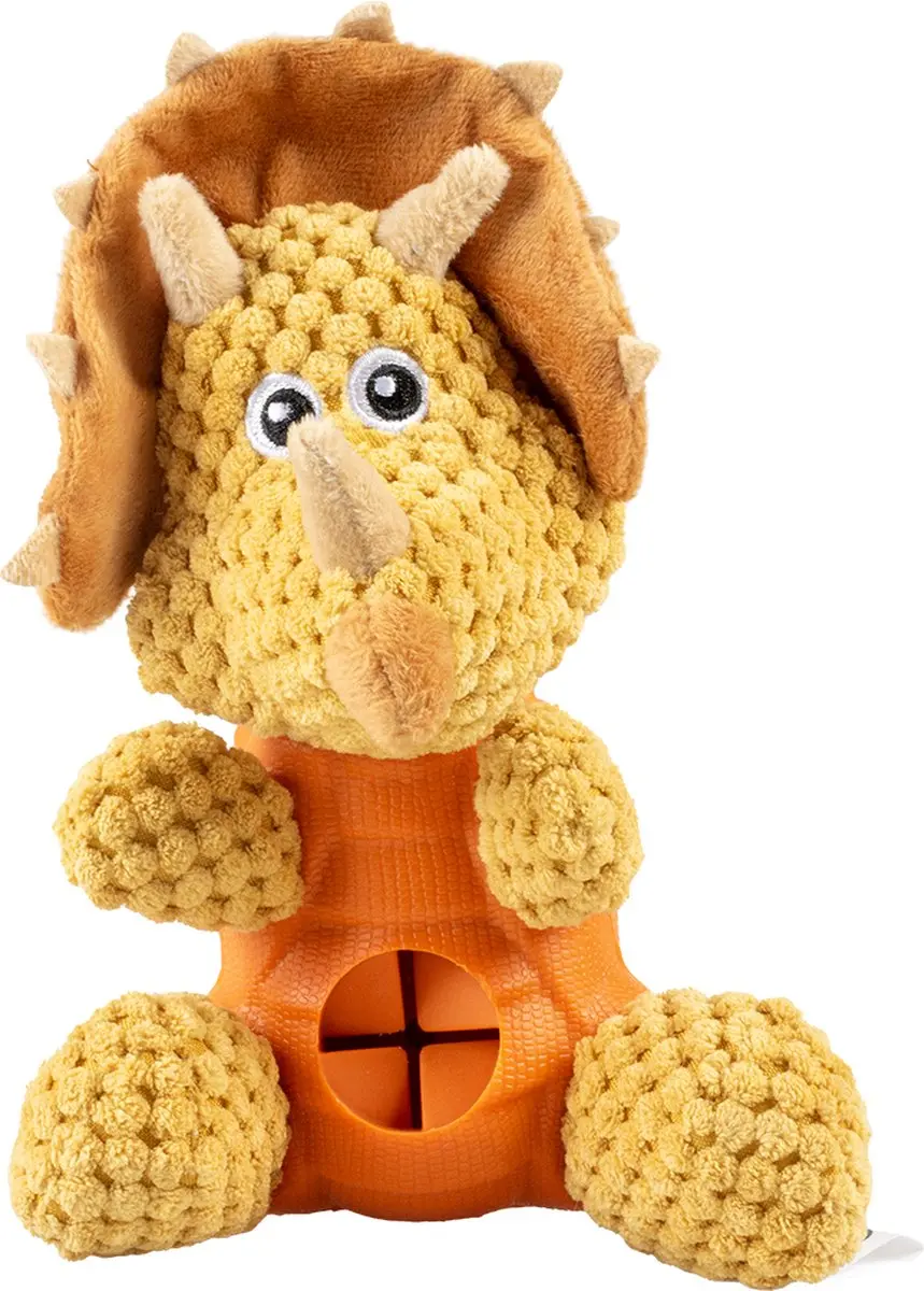DuvoPlus Pluche & Rubber Triceratops Dispenser - Meerkleurig