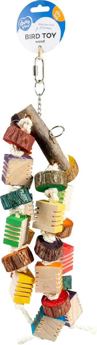 Duvo Groovy Houten Vogelhanger Sisal 6x11x52cm - Meerkleurig