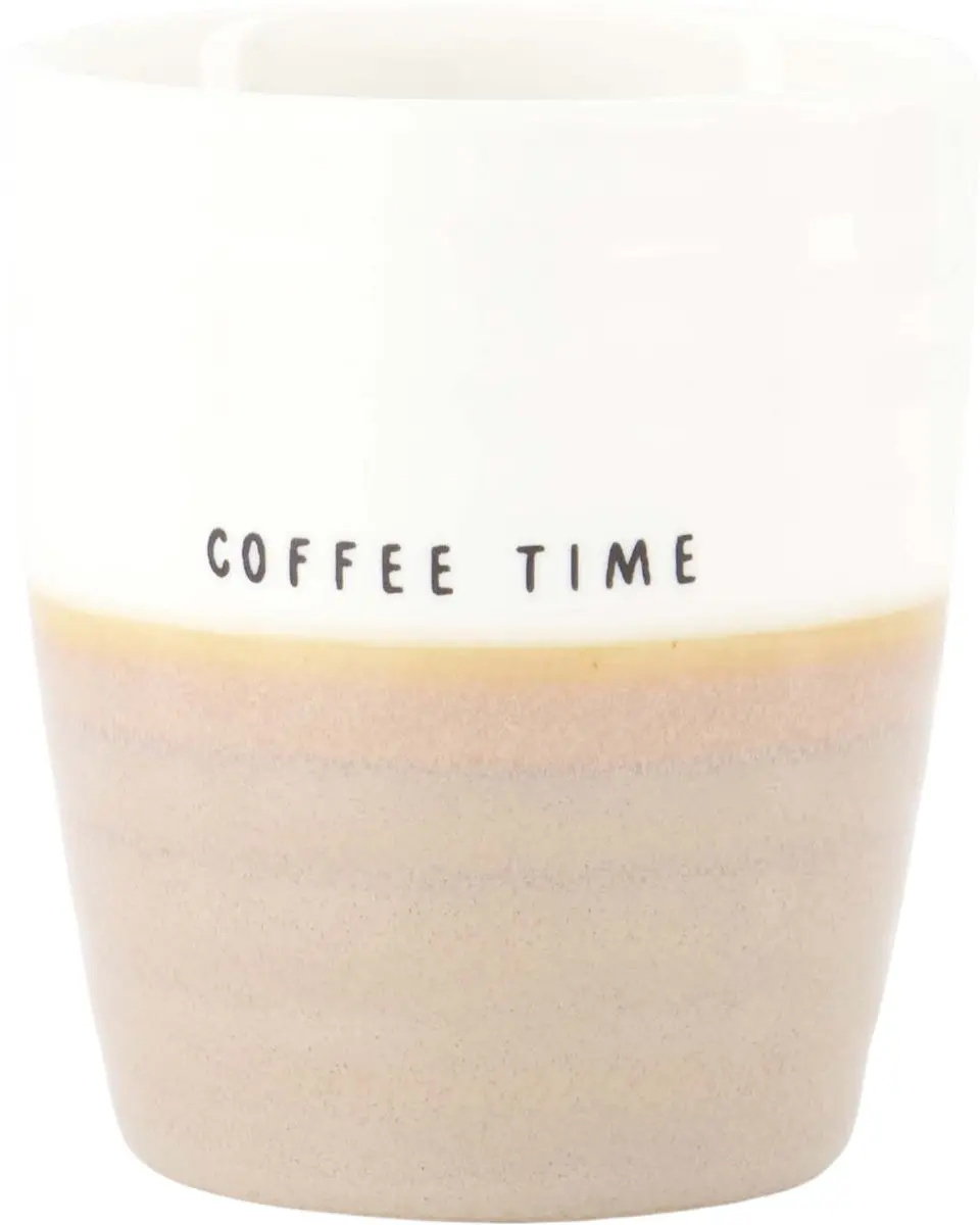 Zusss Set Van 2 Keramieke Koffiemokken 210ml - Wit/Zand