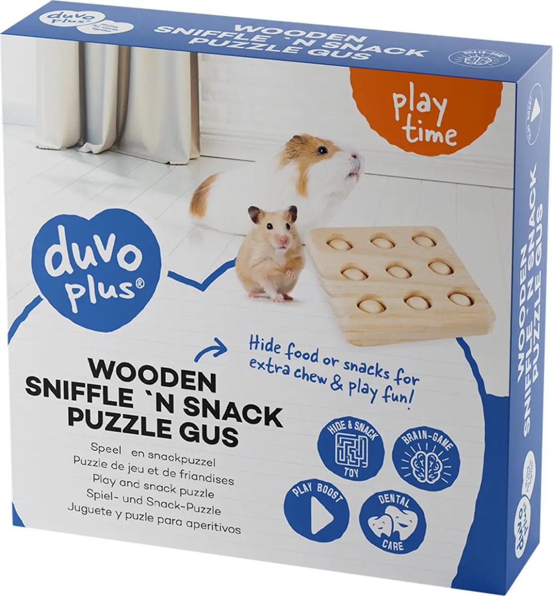 Duvo Sniffle 'n Snack Puzzle Gus Houten Knaagdierpuzzel - Beige