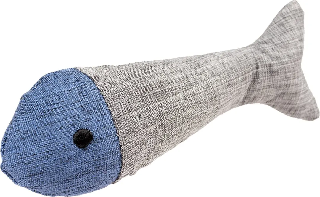 Duvo+ Eco Navy Vis & Catnip Kattenspeelgoed 13,5x4,5x3cm
