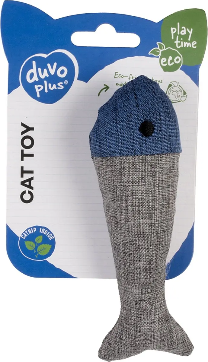 Duvo+ Eco Navy Vis & Catnip Kattenspeelgoed 13,5x4,5x3cm