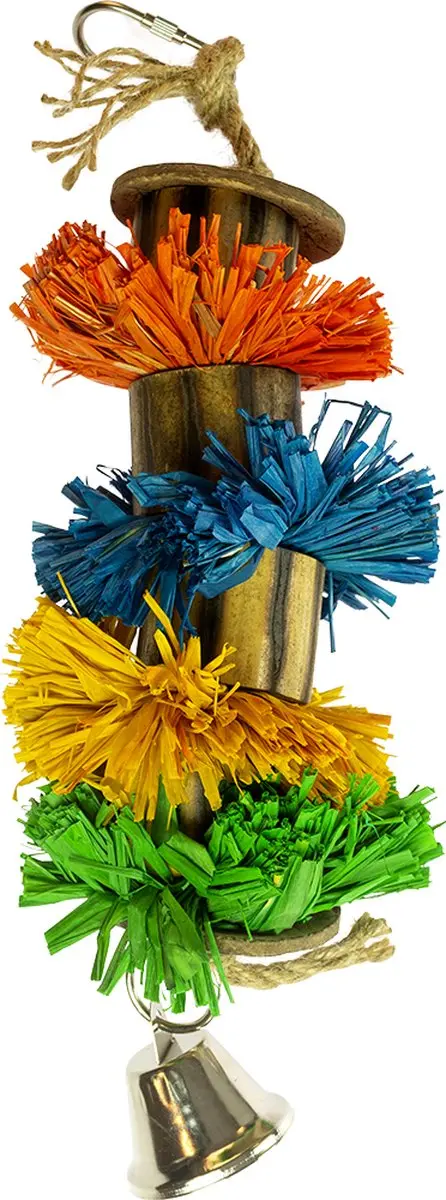 DuvoPlus Vogel Speelgoed Raffia Gras Pompon