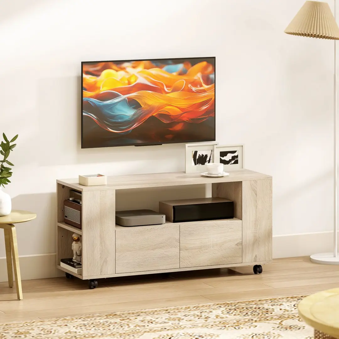 ECTEATOY TV-meubel op wieltjes - 42 Inch met laden 102cm - afbeelding 4 van 6