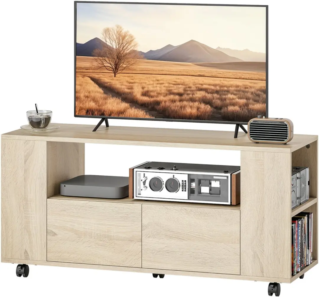 ECTEATOY TV-meubel op wieltjes - 42 Inch met laden 102cm - afbeelding 2 van 6