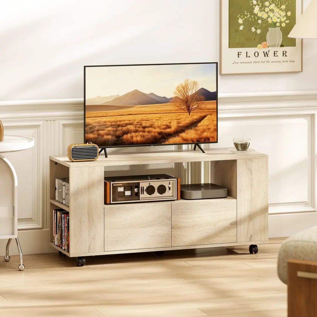 ECTEATOY TV-meubel op wieltjes - 42 Inch met laden 102cm - afbeelding 3 van 6