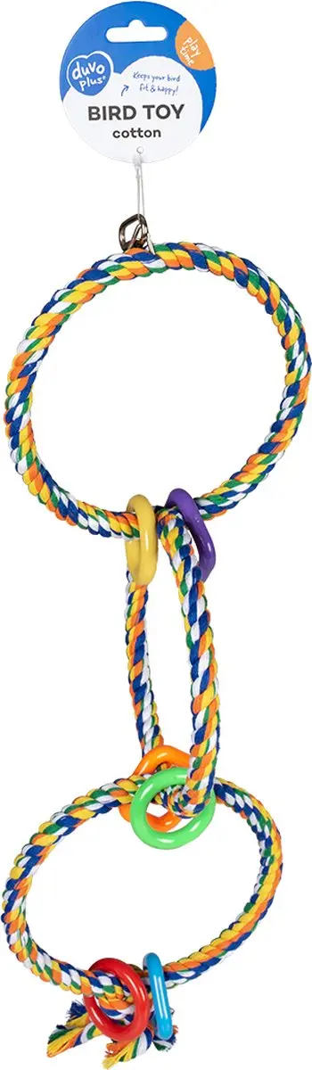 DuvoPlus Vogel Touw met 3 Ringen 60cm