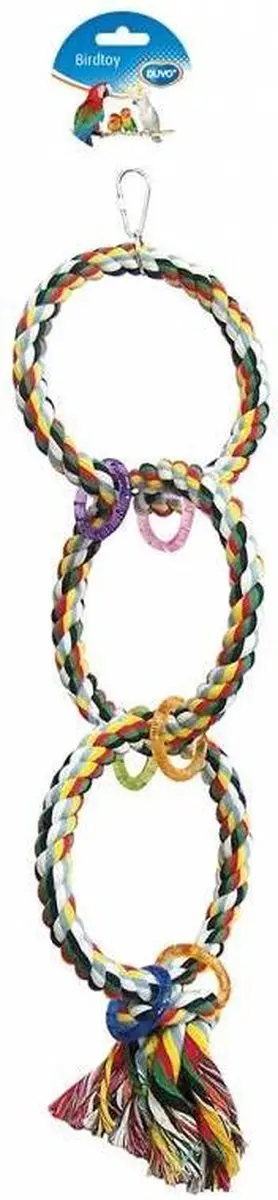 DuvoPlus Vogel Touw met 3 Ringen 60cm
