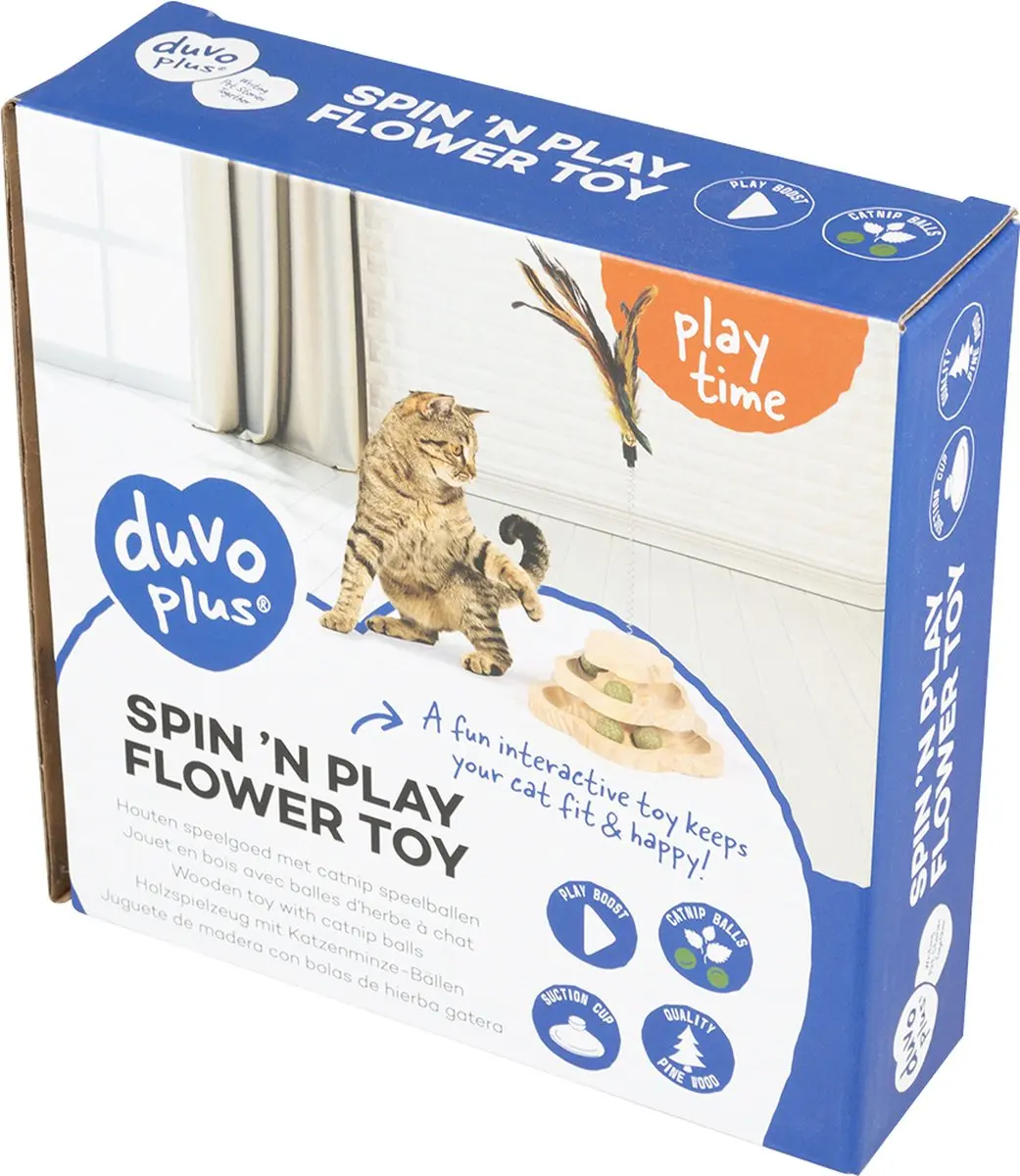 Duvo Spin ’n Play Flower Katten Speeltje - Bruin