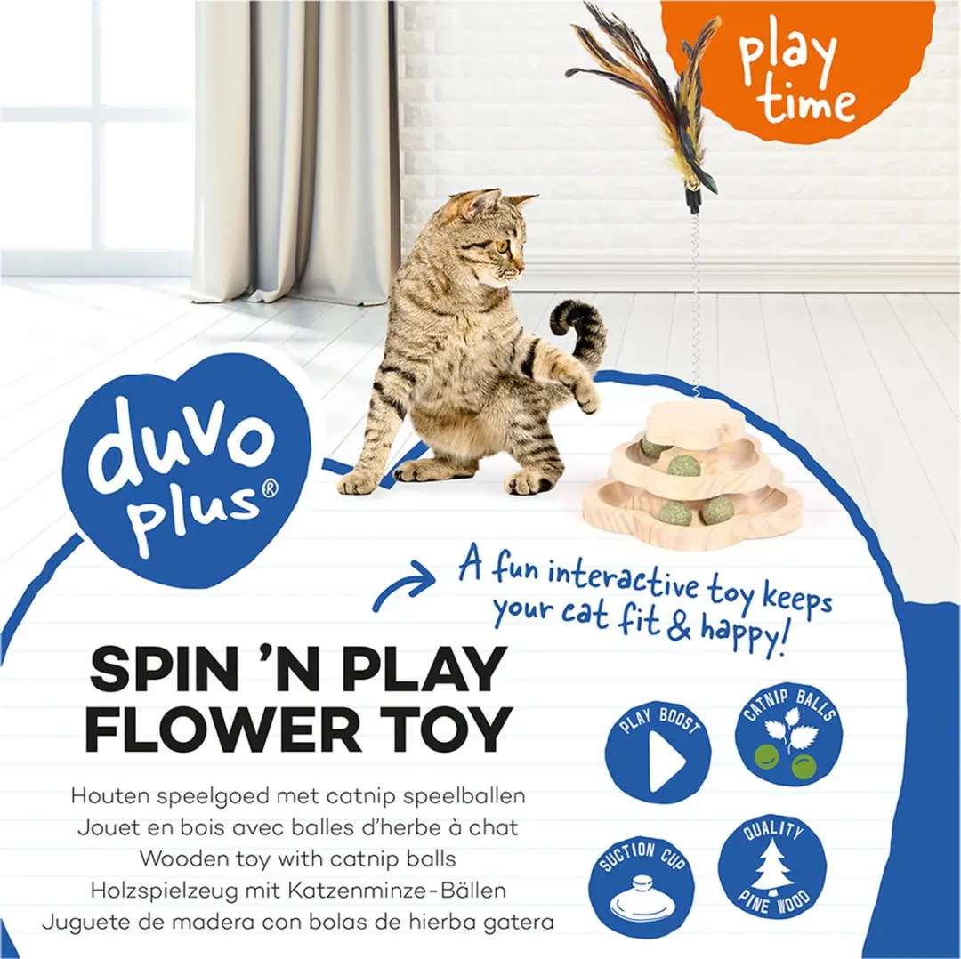 Duvo Spin ’n Play Flower Katten Speeltje - Bruin